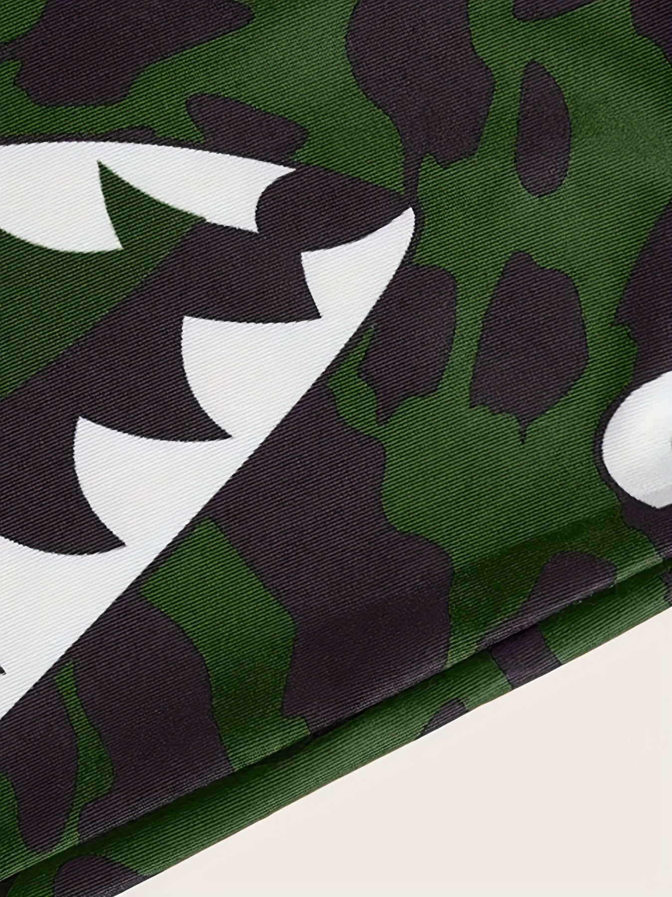 Plus Size Gothic Lingerie Set Women's Shark Print Contrast Trim Tank Bra & Panty