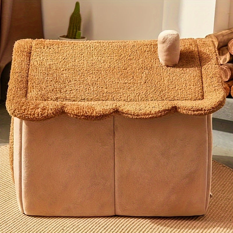 All-Season Washable Nylon Cabin Pet Bed for Small Dogs and Cats