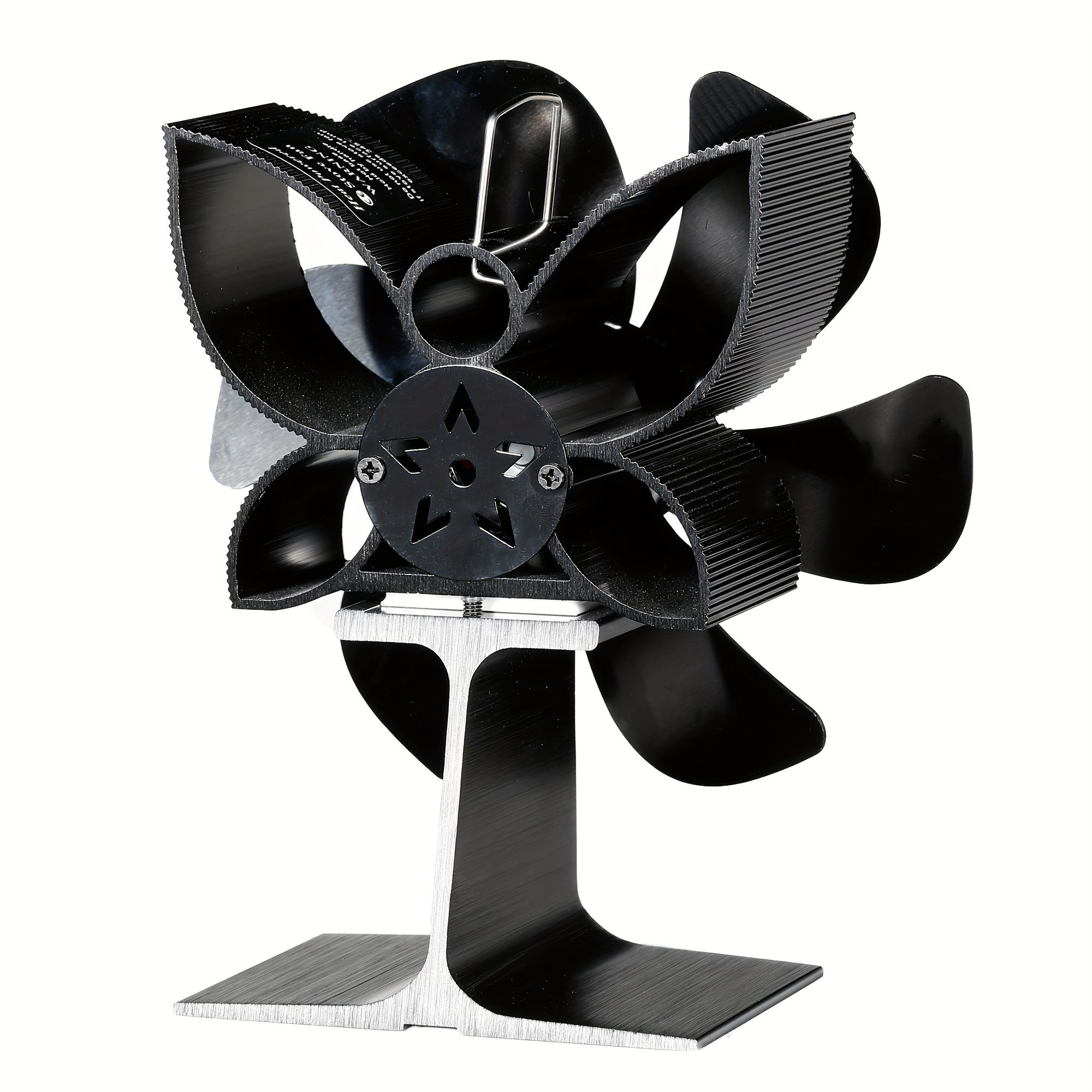 6-Blade Metal Wood Stove Fan with Remote, Air Circulation, No Electricity