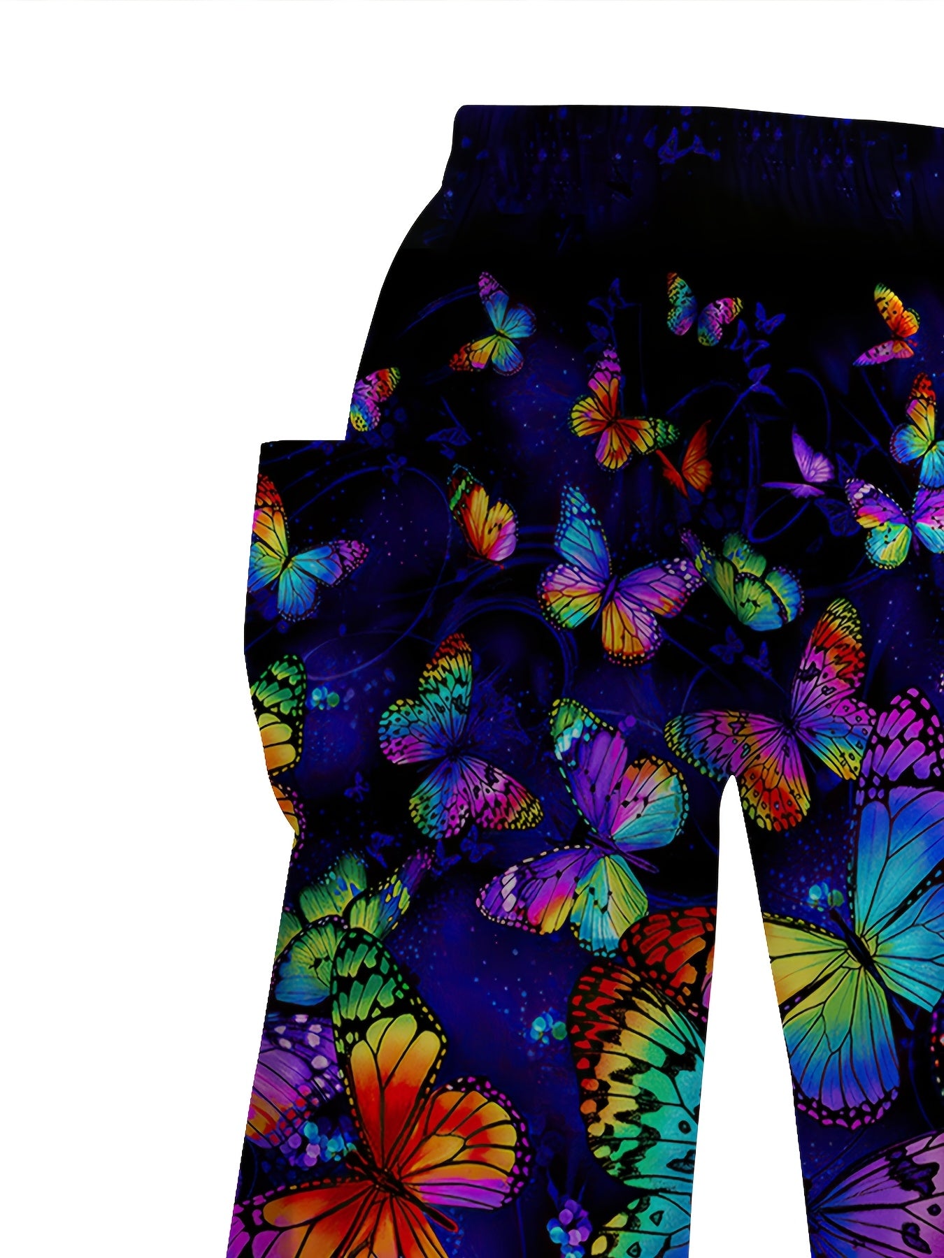 Women's Butterfly Print 3D Wide Leg Palazzos Casual Elastic Waist Pants