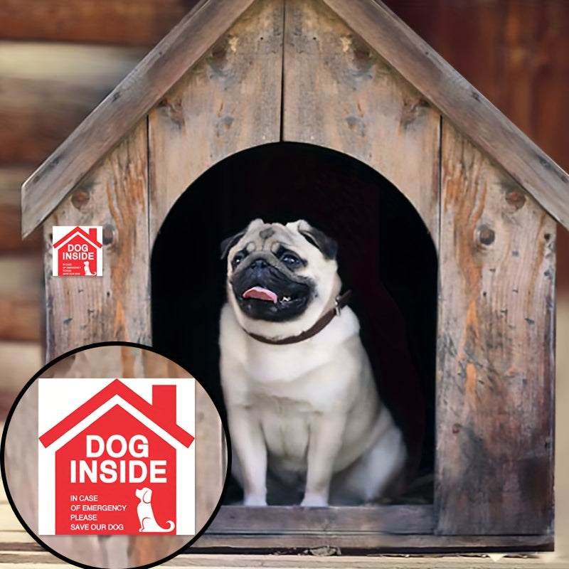 Set of 4 Dog Inside Alert Window Stickers Vinyl Waterproof Scratch-Resistant Indoor Outdoor Decor