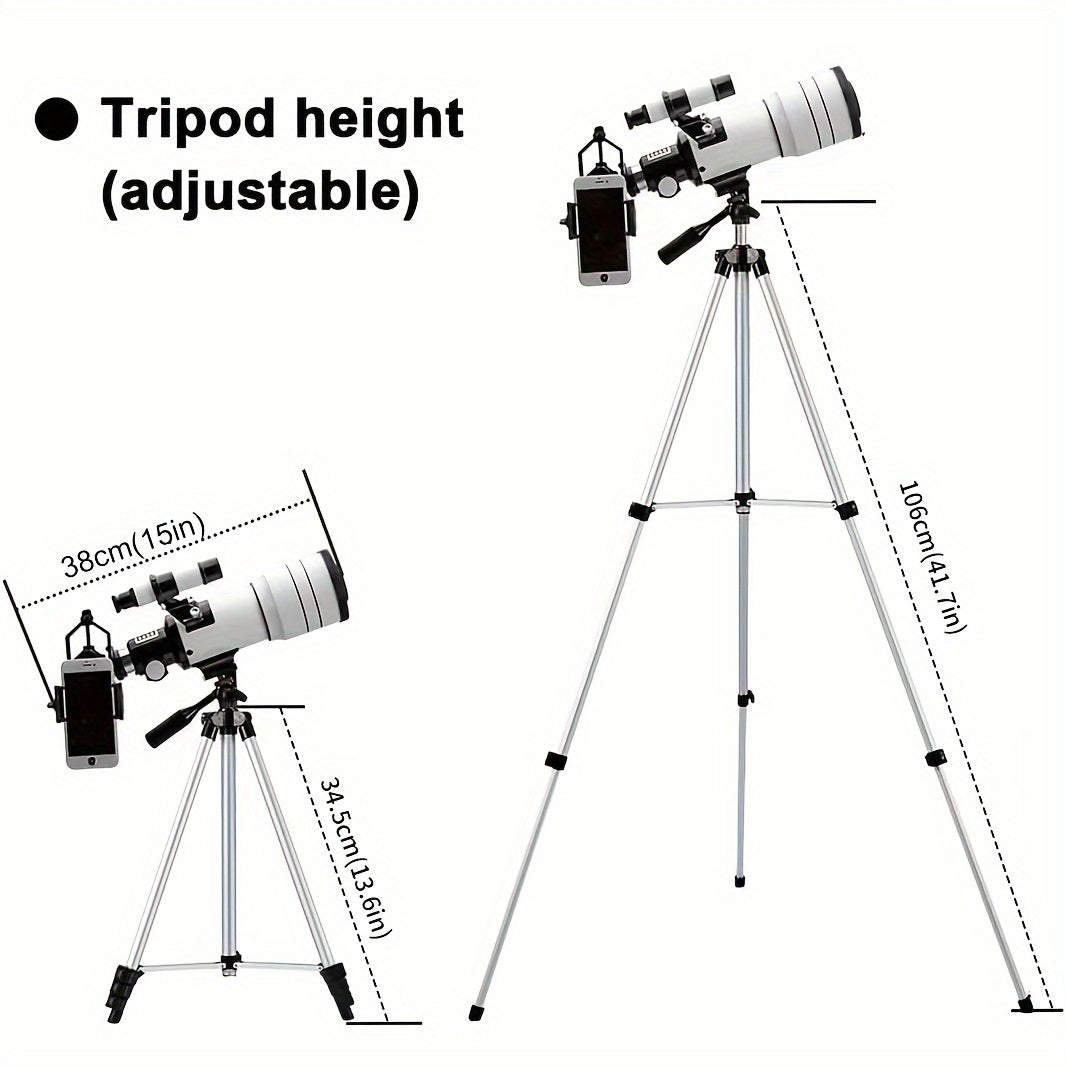 Professional Astronomy Telescope 75X Magnification 70mm Objective for Stargazing Moon Watching