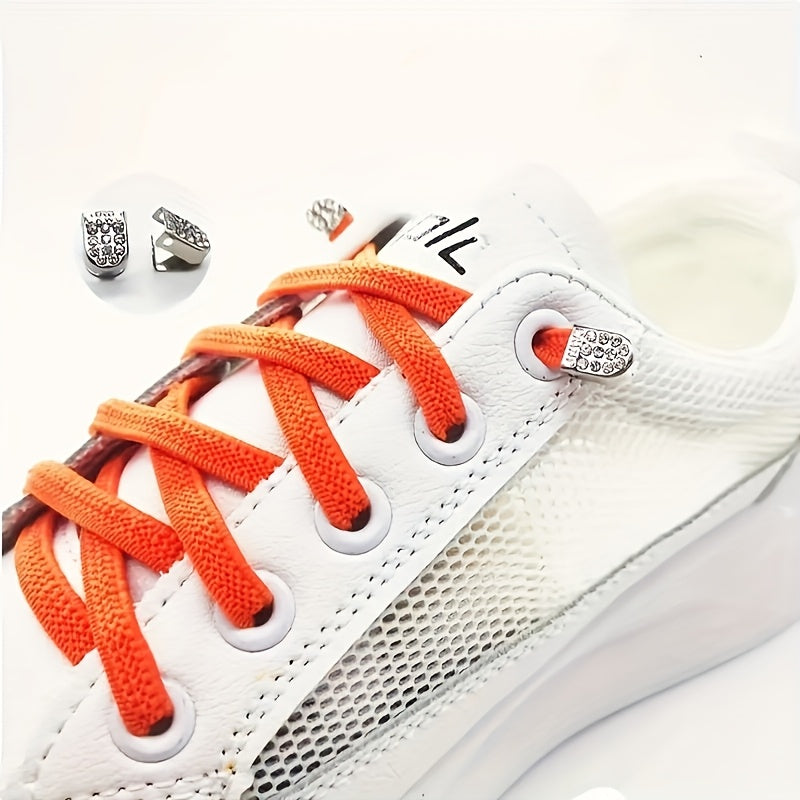 12 Pcs Stainless Steel No-Tie Shoe Clips Diamond-Studded Buckles for Sneakers