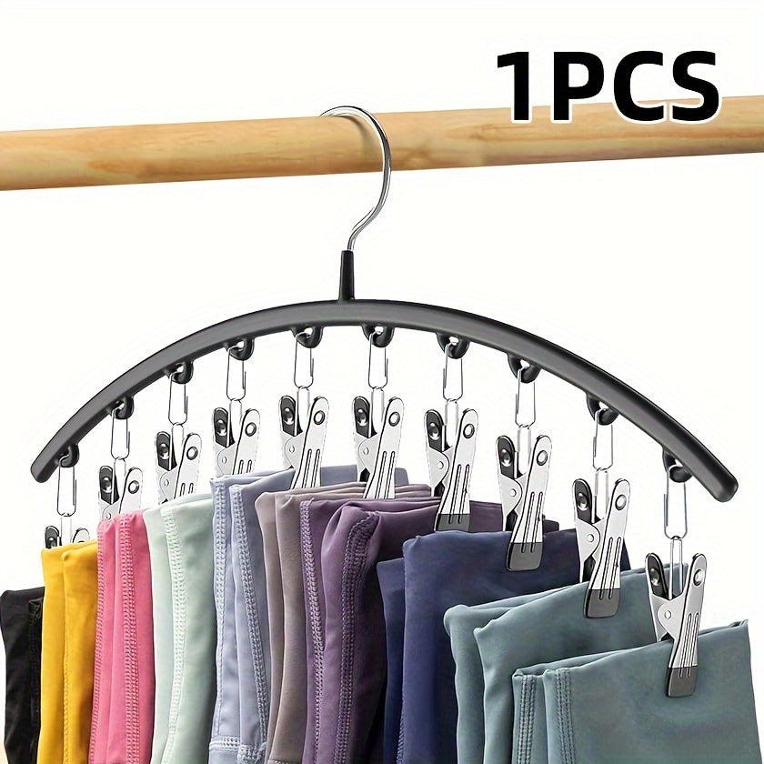 10-Pack Curved Hangers with Clips for Pants, Leggings, Ties, Scarves