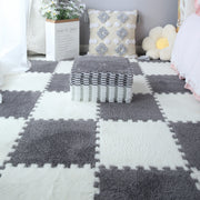 Set of 10 Interlocking Foam Play Mats for Kids and Pets Non-Slip Floor Tiles in Black Gray White