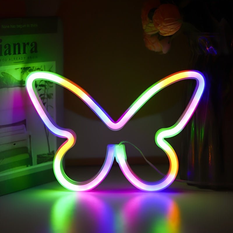 LED Butterfly Neon Sign Light for Bedroom Girls Room Decoration USB Battery Operated