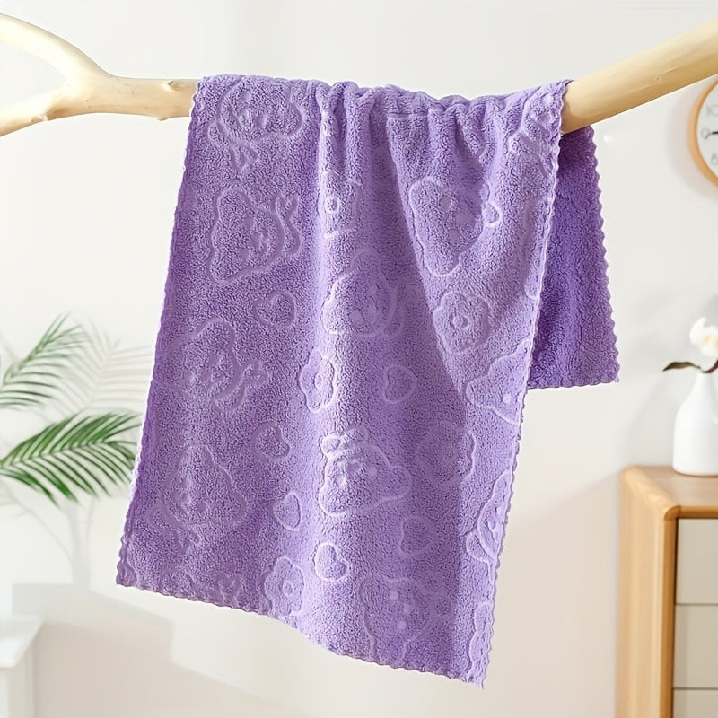 Juego de 4 toallas de mano suaves y absorbentes con diseño de oso y flor para baño y hogar