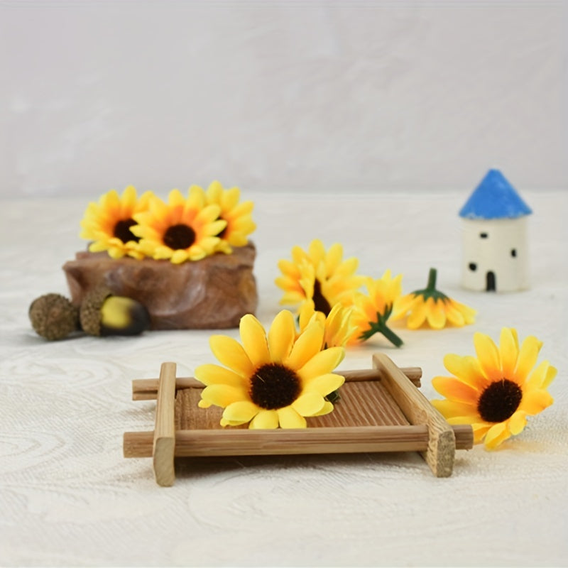 Artificial Sunflower Heads Pack of 100 1.57 Inch for Holiday and Indoor Decor