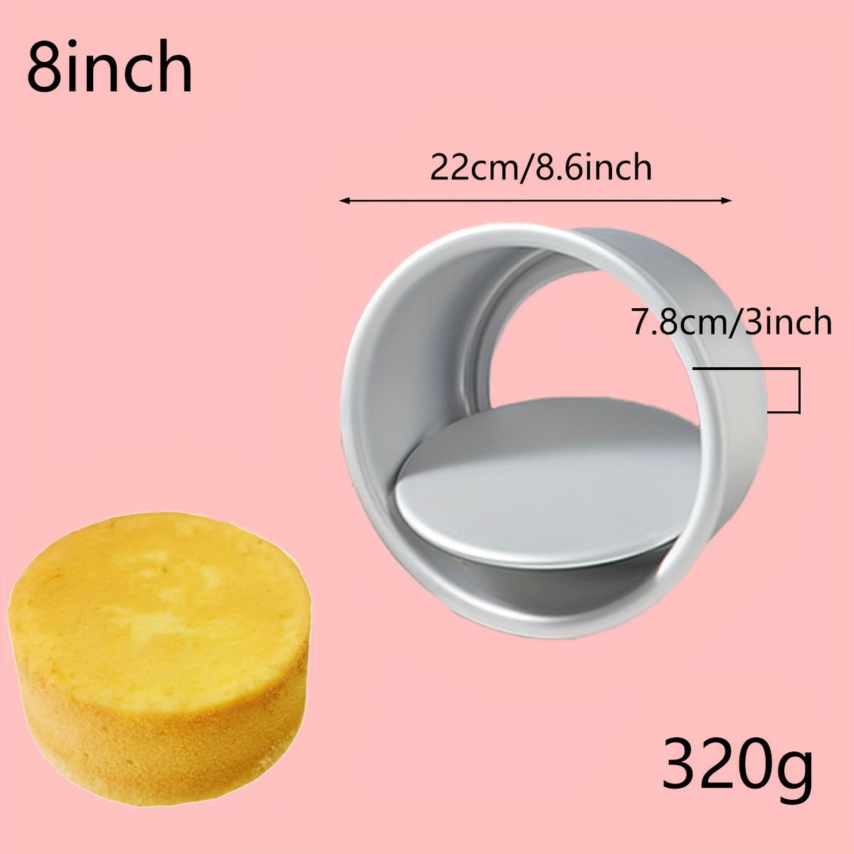 Aluminum Cake Pan Set Removable Bottom Oven-Safe for Chiffon Mousse 4/6/8/10 Inch