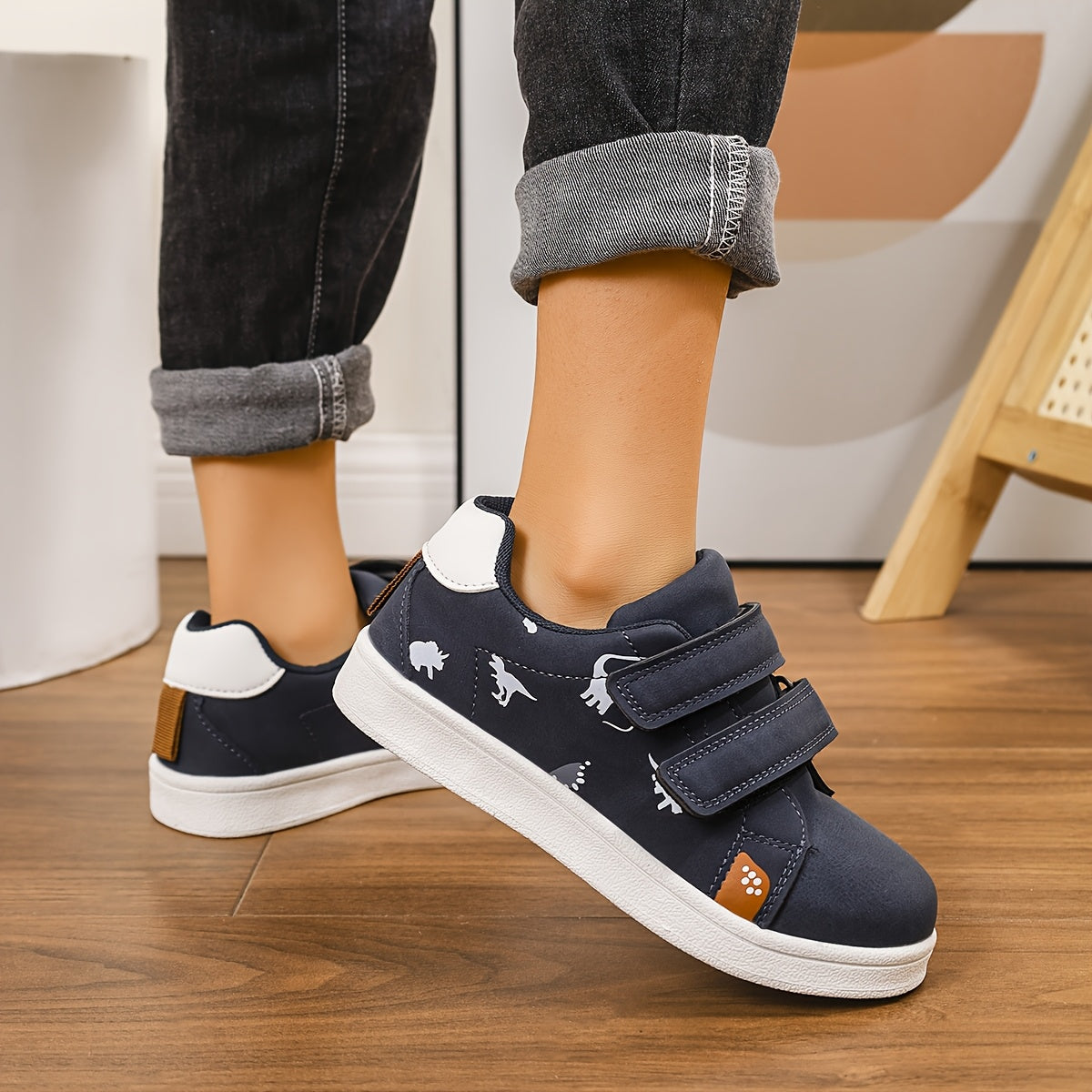 Детские кроссовки с динозаврами и регулируемыми ремешками для ежедневной носки, спорта, отпуска, возраст до 14 лет