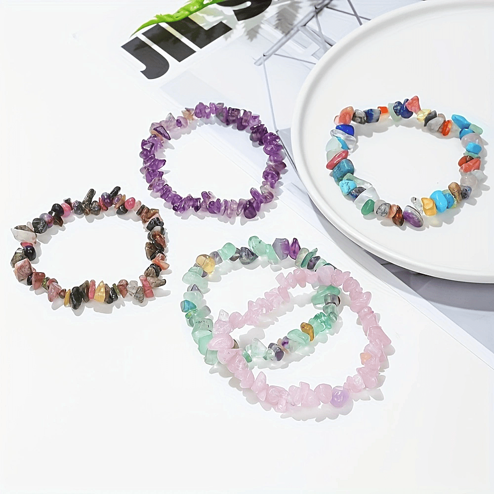 Handcrafted Quartz Crystal Beaded Bracelet Set 12-Piece Chakra Healing Jewelry for Women