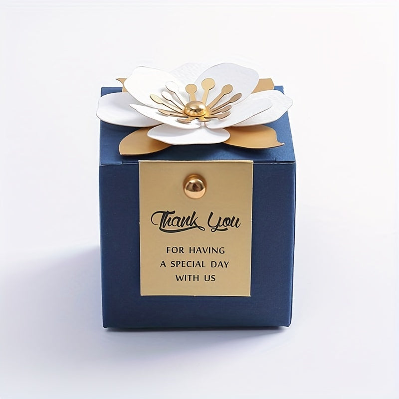 Set of 20 Wedding Flower Square Candy Boxes for Parties and Anniversaries