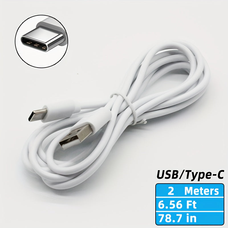 Cable de carga USB Tipo-C 243.84cm Blanco con acentos naranjas compatible con carga rápida