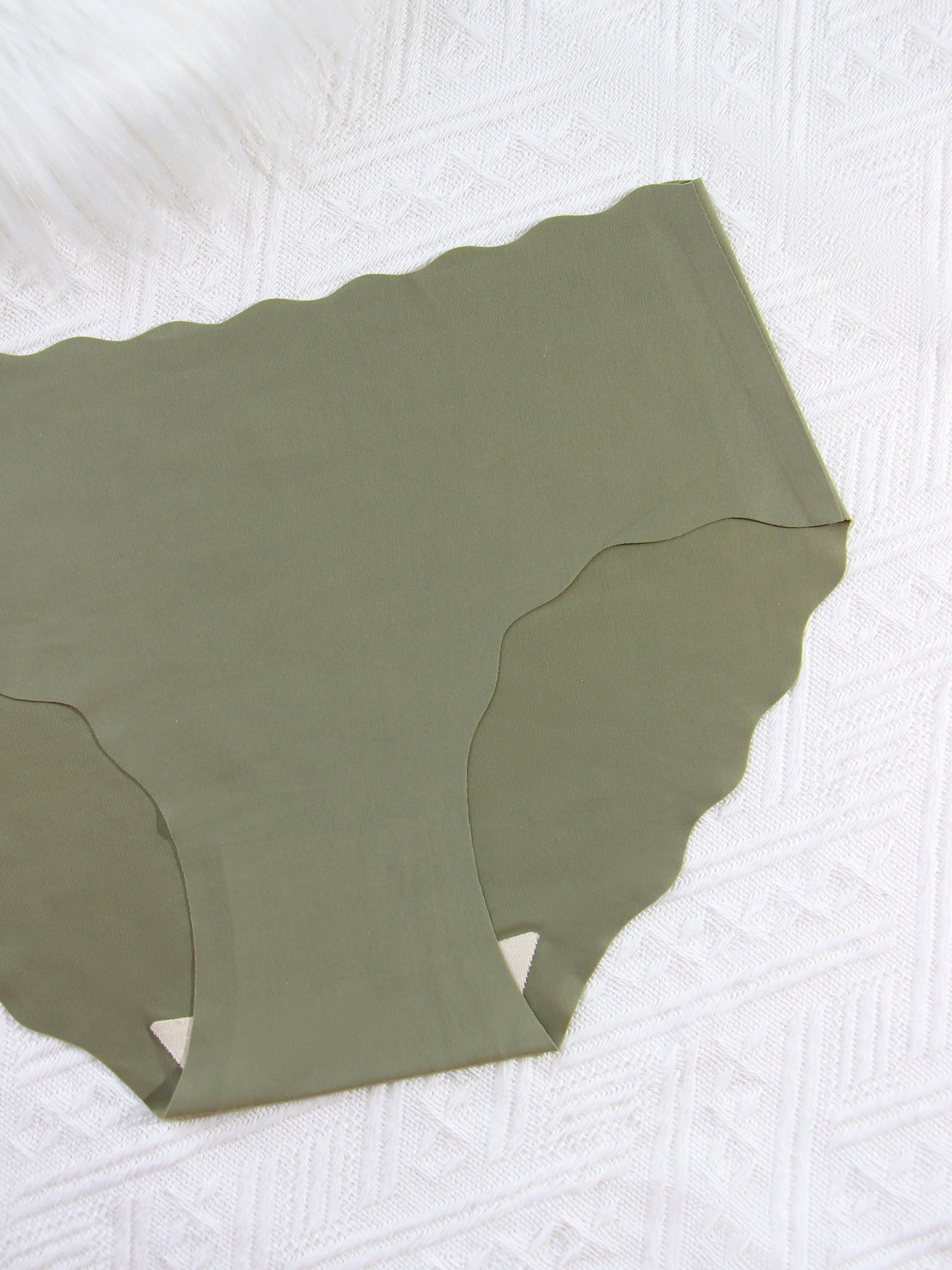 Women’s Solid Scallop Trim Briefs 7-Pack Breathable Stretchy Cotton Underwear