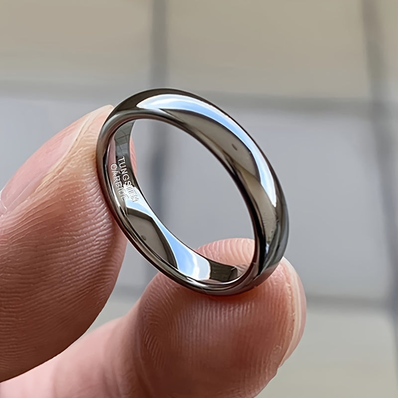 18k Gold-Plated Tungsten Steel Ring 4mm Wedding Engagement Jewelry