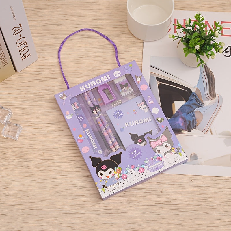 Cartoon Stationery Set with Plastic Ballpoint Pen Ruler Pencil Eraser for School Supplies