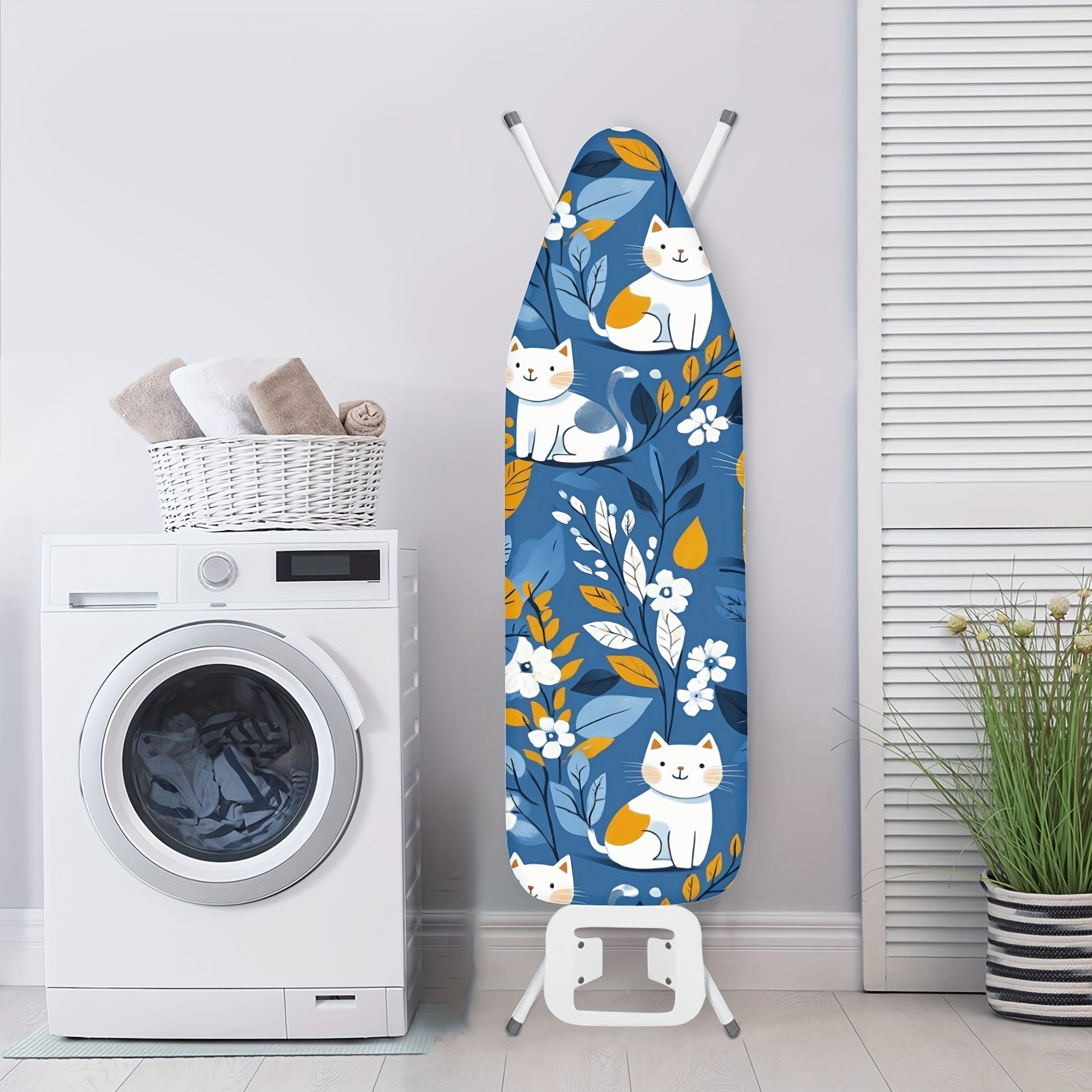 Chic Oq Mushuk Gul Temir Taxtasi Qopqog'i Elastik Qirra Bilan - Oson O'rnatish, Uslubiy Uy Bezash Uchun Changdan Himoya