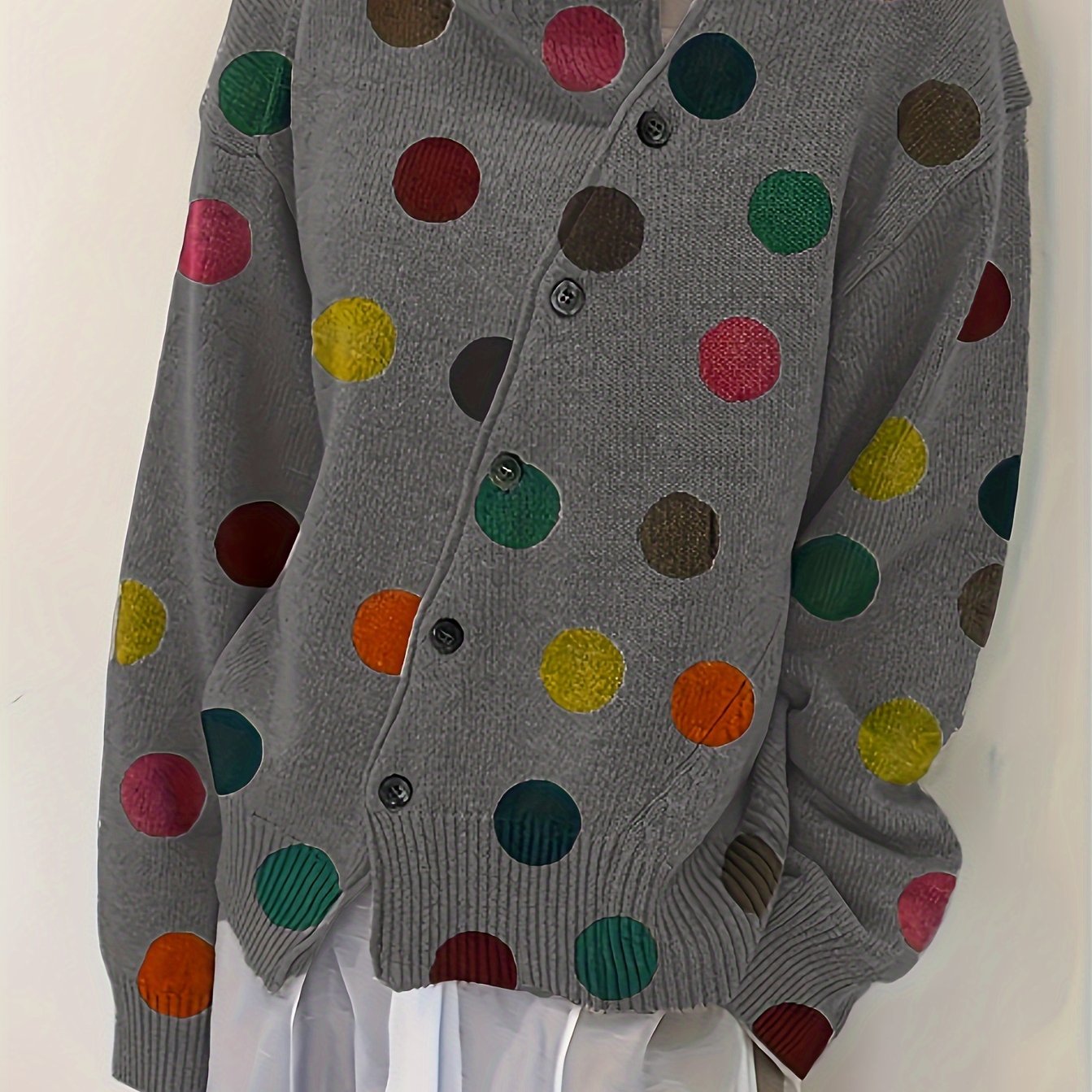 Ayollar uchun katta o'lchamli kruj neck pullover sviter rang blokli to'qilgan polyester
