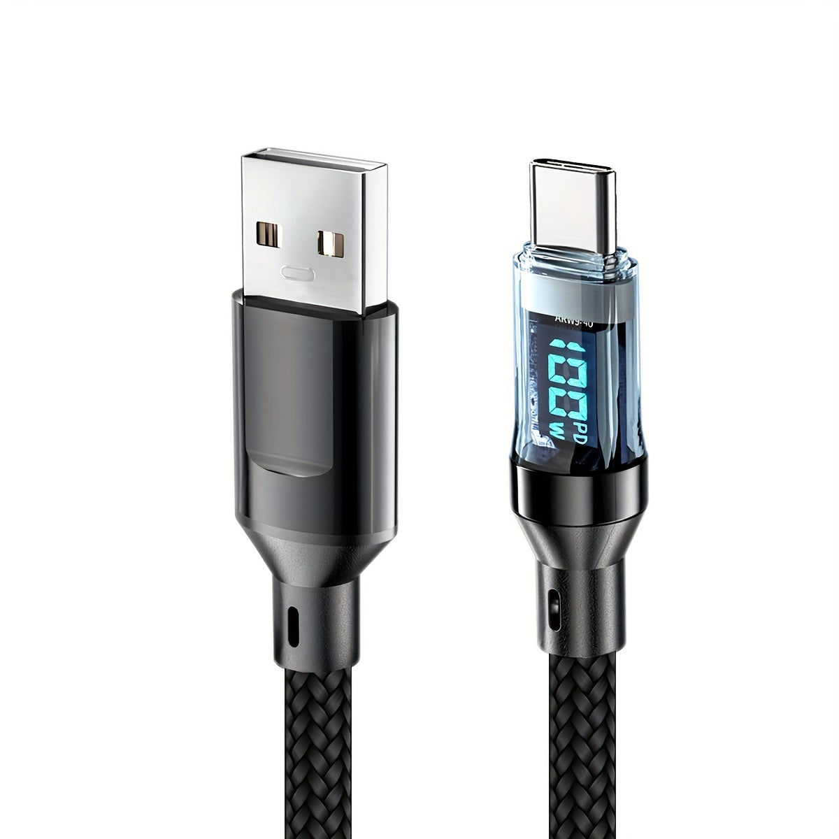 120W USB-A to Type-C PD Nylon Charging Cable for Fast Data Sync Durable PVC