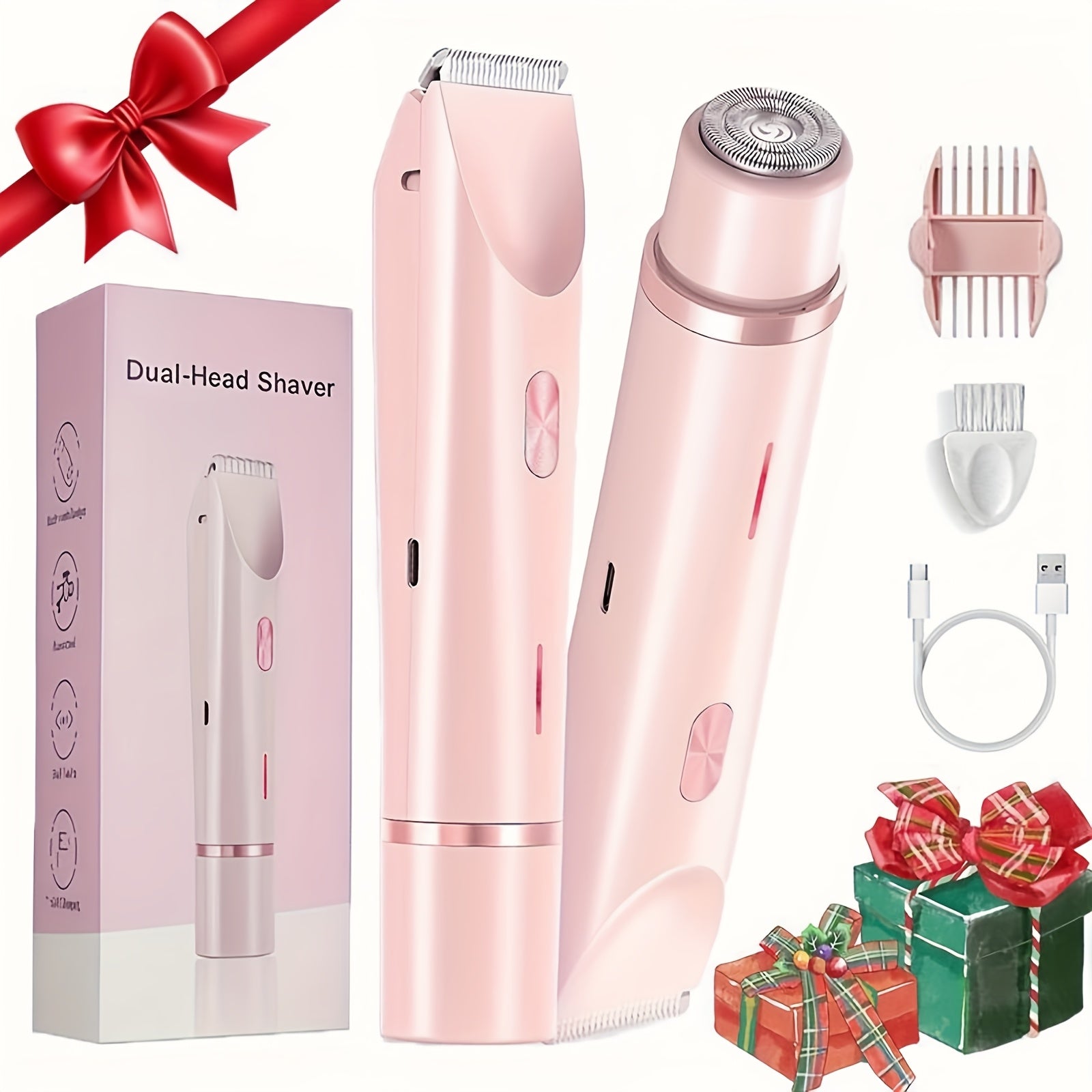 Women's Electric Hair Trimmer Dual-Head Rechargeable USB Face and Body Shaver