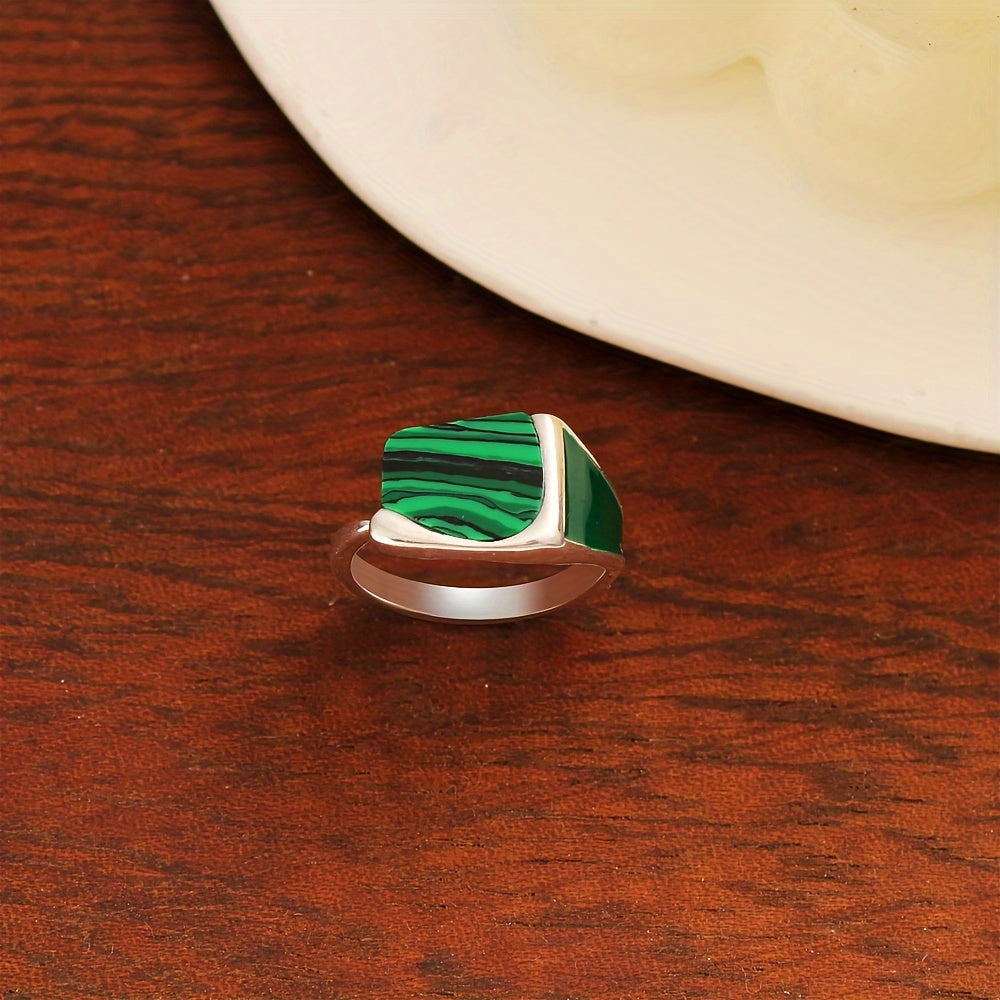 Sterling Silver Turquoise Inlay Cushion Ring for Women and Men