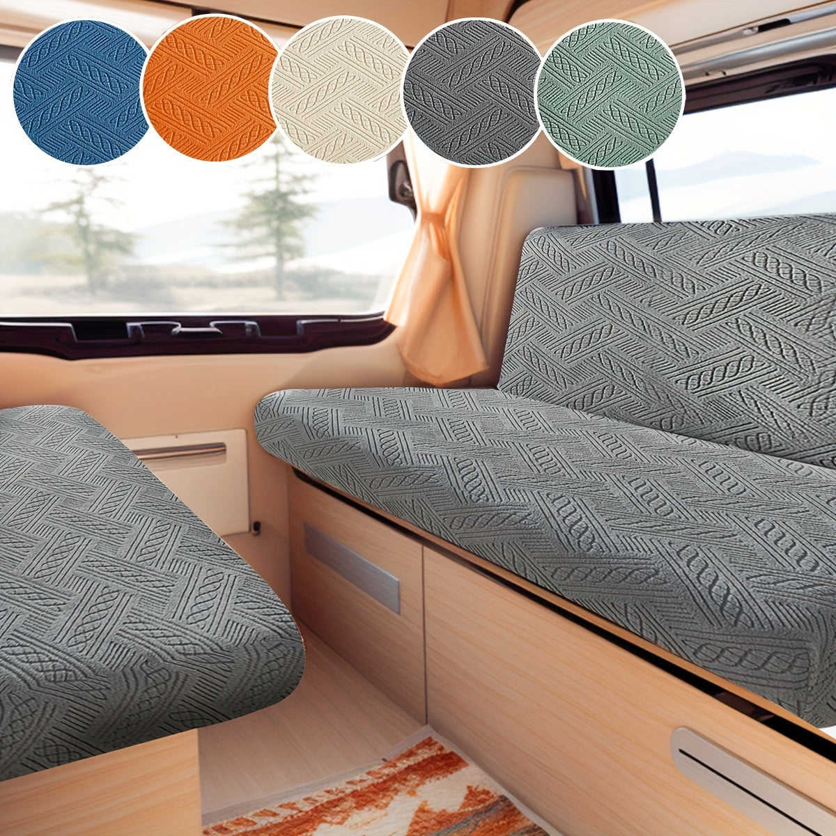 2-Piece Boho Style RV Sofa Cover Set Dust and Pet Scratch Protection Machine Washable