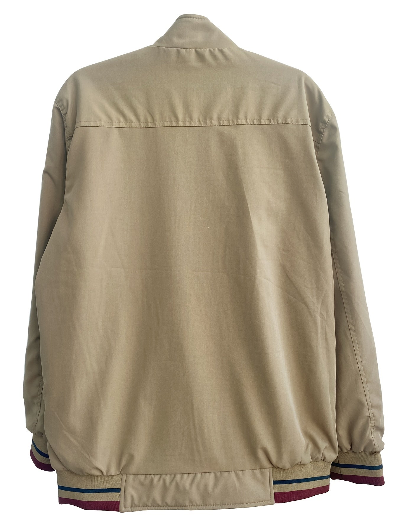 Men's Lightweight Polyester Casual Dual-Sided Jacket with Pockets and Stand Collar