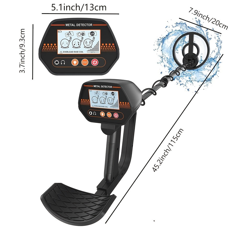 Handheld Metal Detector for Coins and Large Objects, 7kHz Frequency, Detects Up to 12.7cm for Coins, 91.44cm for Large Items