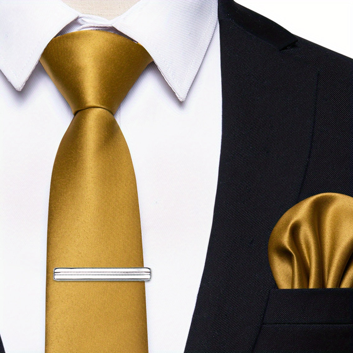 Erkaklar uchun bir rangli galstuk klipi, to'ylar, partiyalar va rasmiy kiyimlar uchun