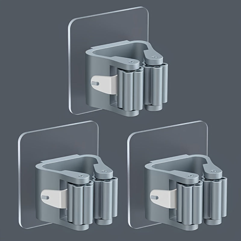 Двухсекционный настенный держатель для швабры и метлы без сверления, полка для хранения для кухни и ванной