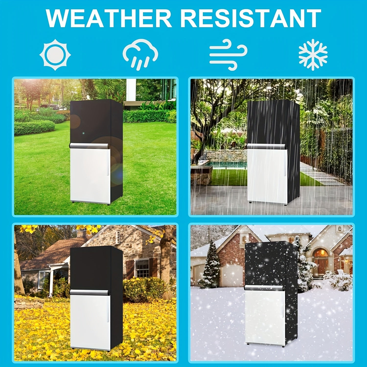 Funda impermeable para exteriores para nevera con cremallera enrollable 58cm x 58cm x 142cm