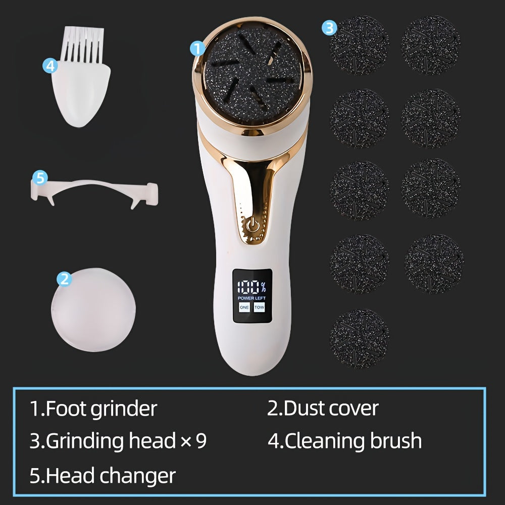 Electric Callus Remover with Vacuum Rechargeable Foot Care Kit with 9 Heads LCD Display