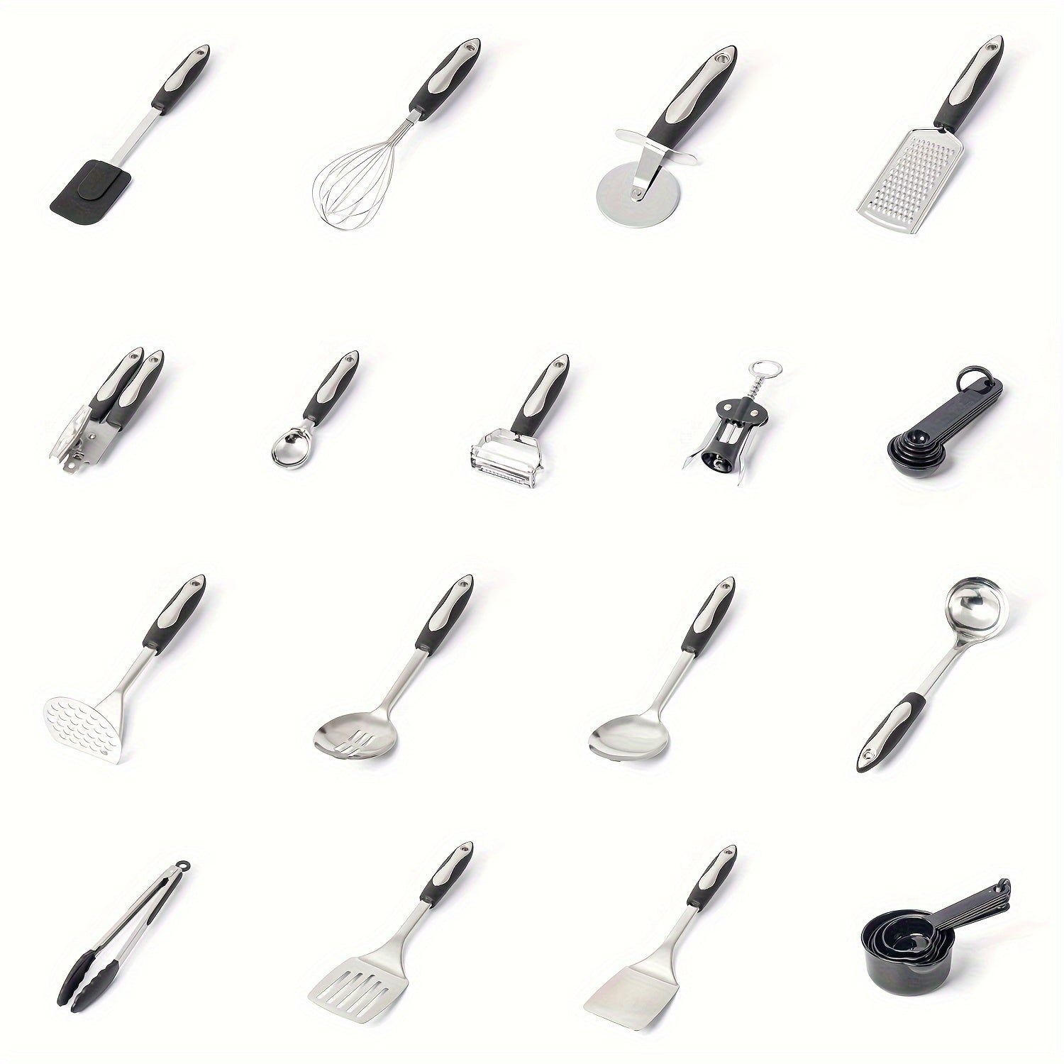 Set of 25 Stainless Steel Kitchen Utensils Non-Stick Cookware Safety Tools