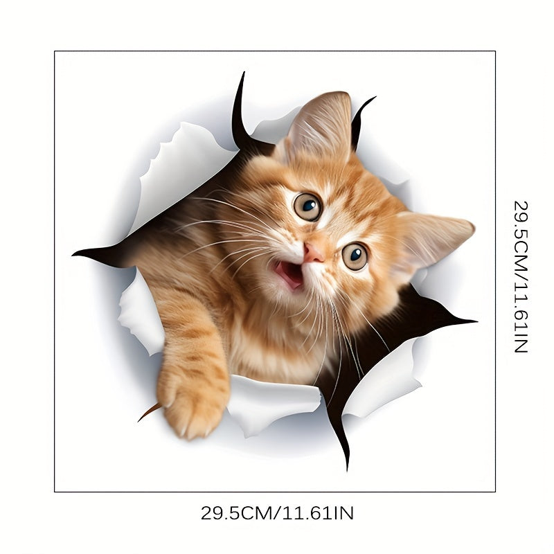 Наклейка на крышку унитаза с изображением оранжевого кота, съемная наклейка на дверь в ванную