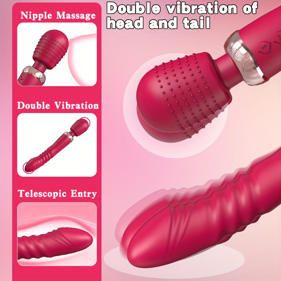 Men va Women uchun Silikonli Thrust Vibrator, Ikki Motorli G-Spot Massager
