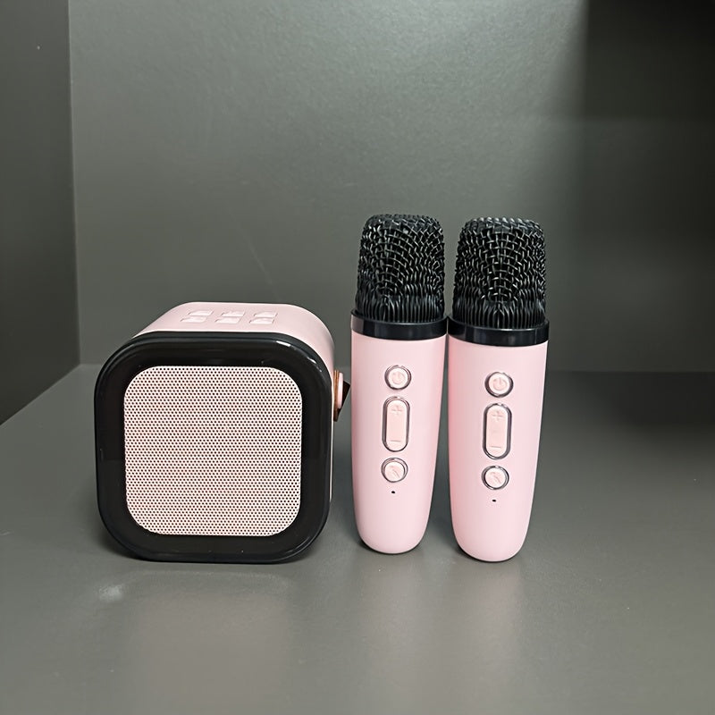 Portable Karaoke Machine with Wireless Microphone LED Lights Voice Change Support TF Card for Family Parties and Adults