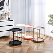 Mesa auxiliar móvil multifuncional de color marrón café, resistente de plástico para dormitorio, sala de estar y oficina