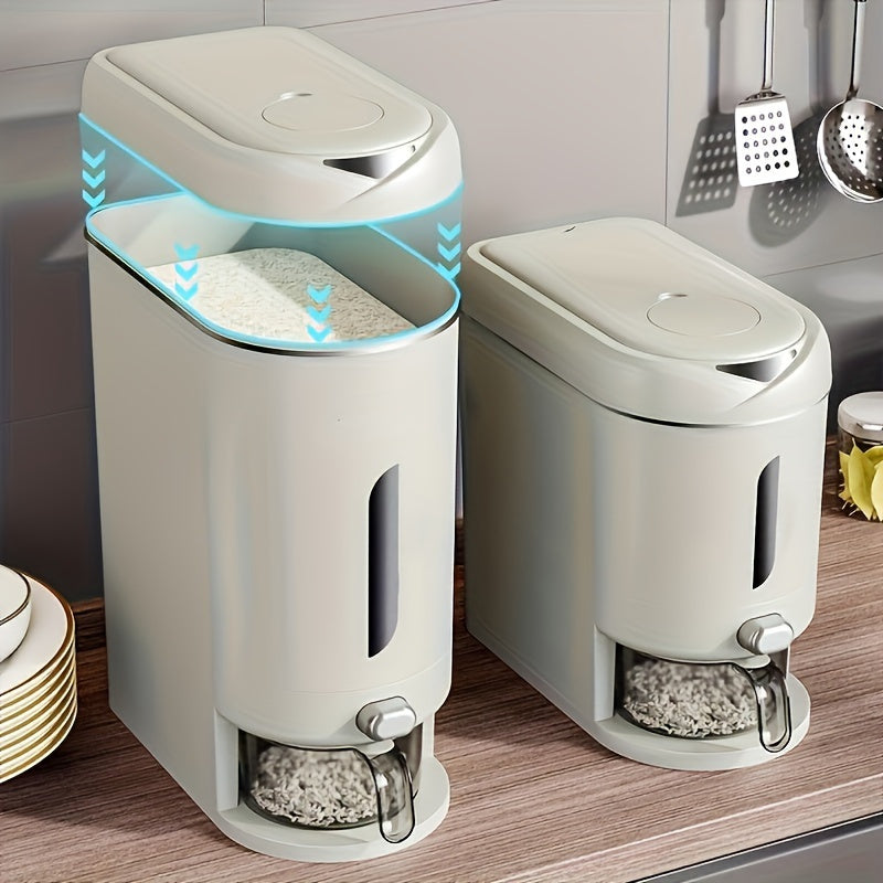 Katta hajmli avtomatik guruch dozatori - namlik va hasharotlarga qarshi, qayta ishlatiladigan plastmassa saqlash konteyneri, oshxona tashkilotchisi, 9.98kg.