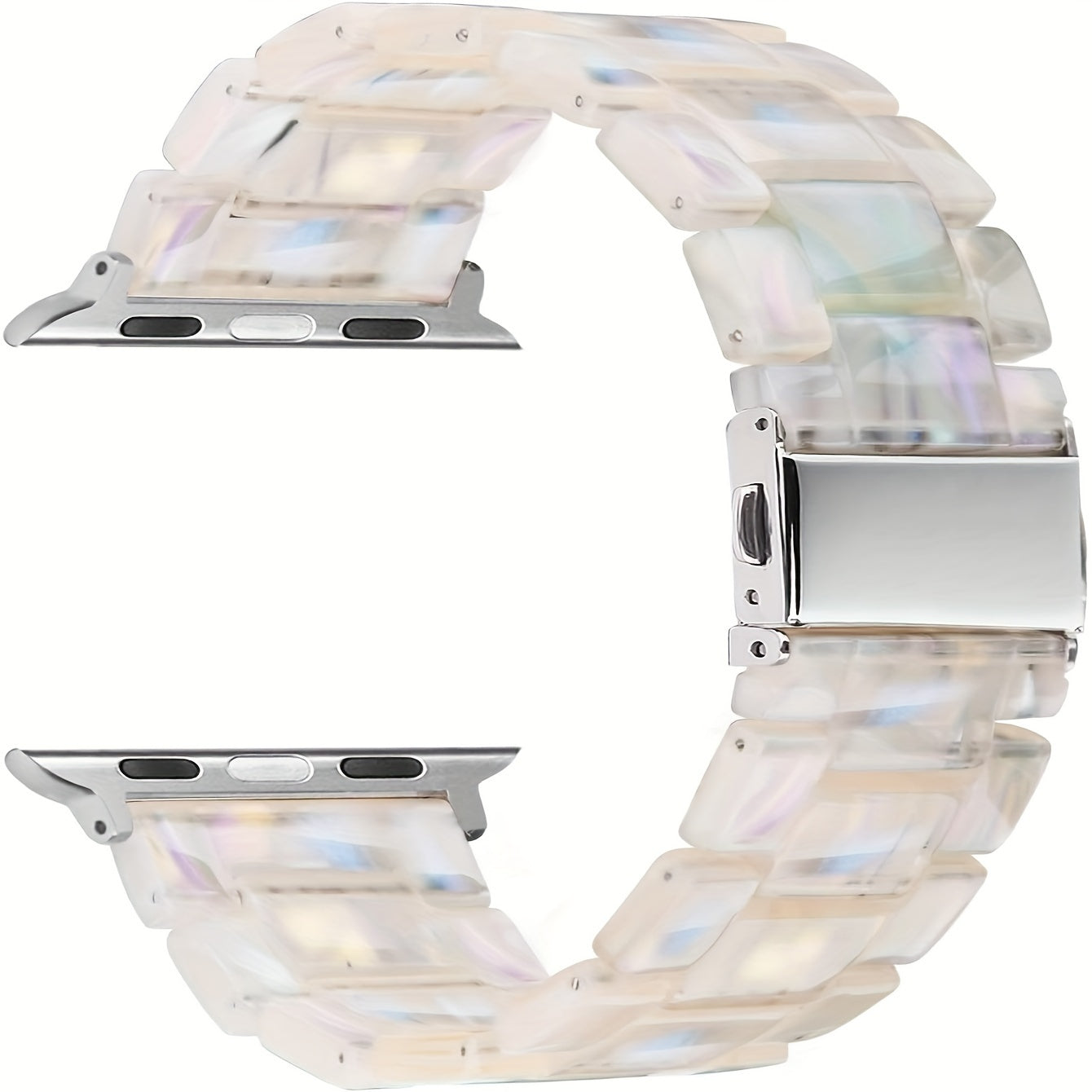 Ivory White Resin Watch Band for iWatch 38mm to 49mm Slim Comfortable