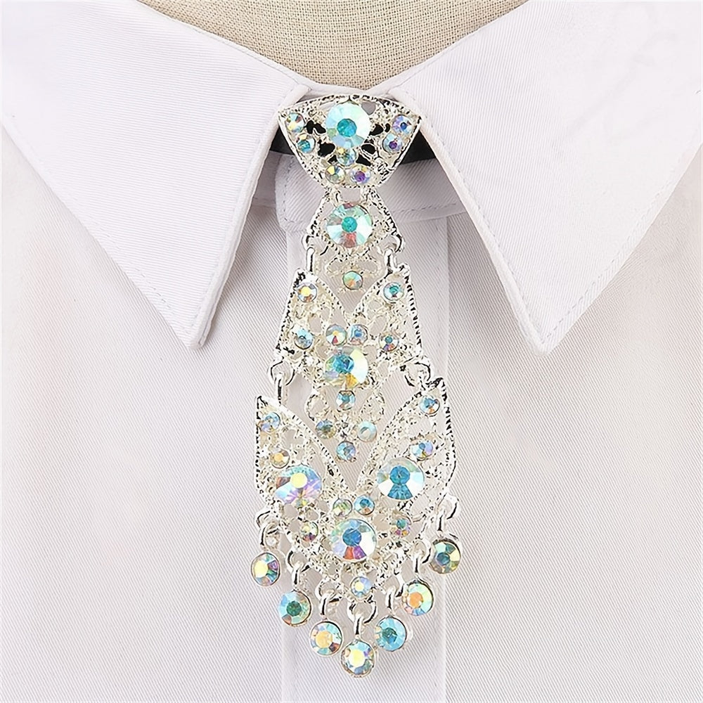 Unisex Rhinestone Embellished Tie for Formal Events Wedding Accessories