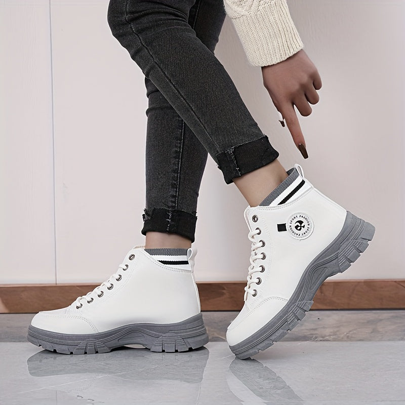 Zapatos casuales de caña alta a la moda para mujer, antideslizantes, botas de tendencia