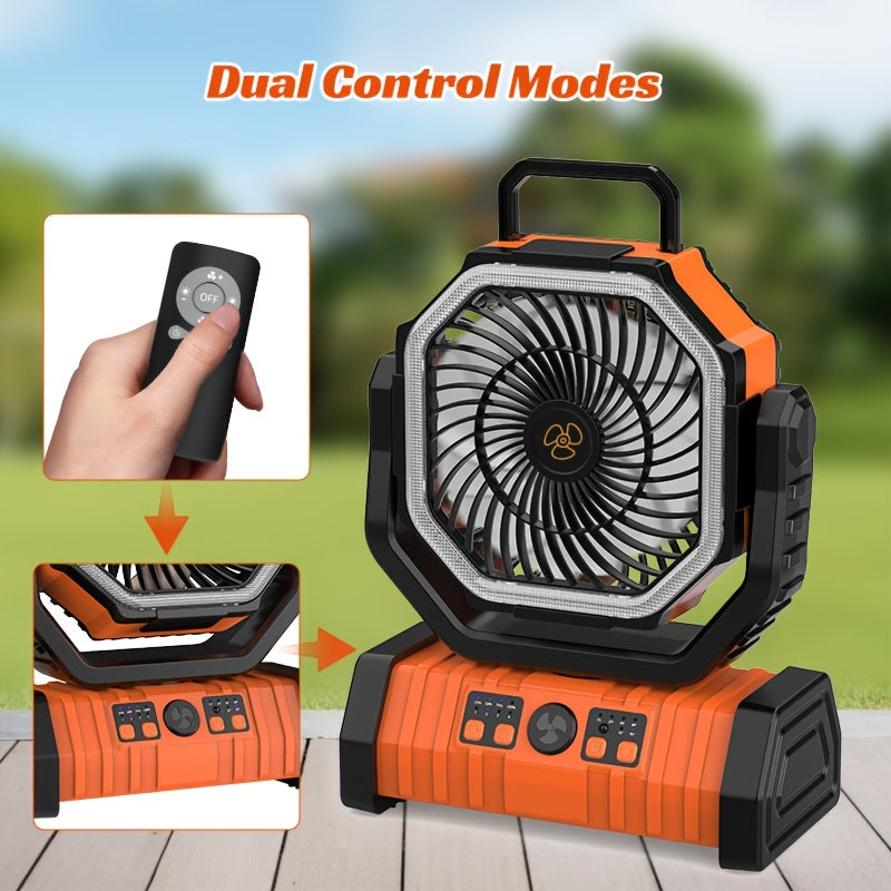 Portable Camping Fan with Wall Mount, Rechargeable USB Battery, Strong Wind