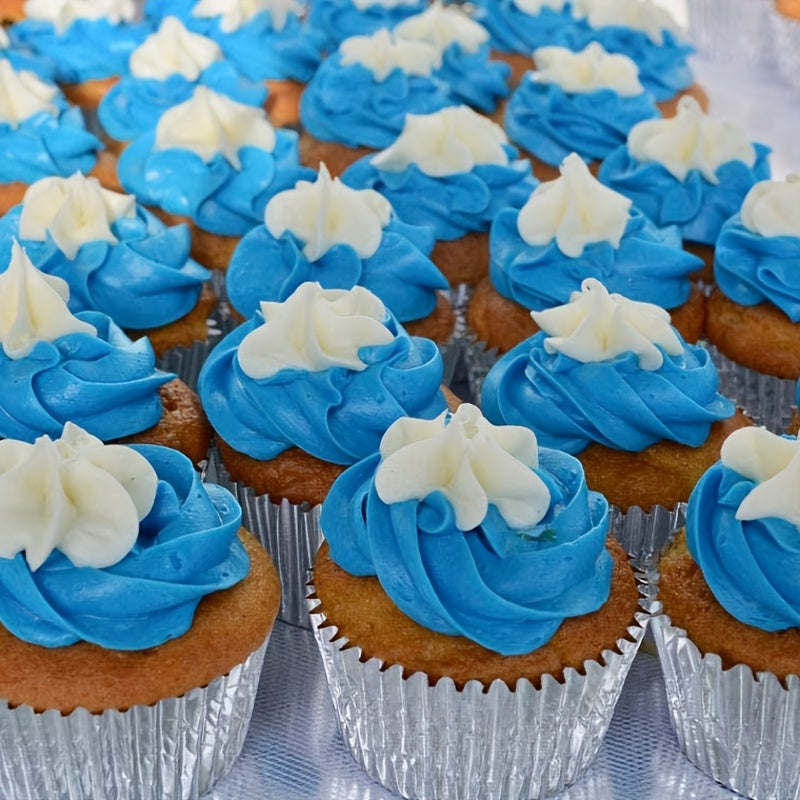 100 moldes de papel de aluminio plateado para cupcakes para hornear magdalenas