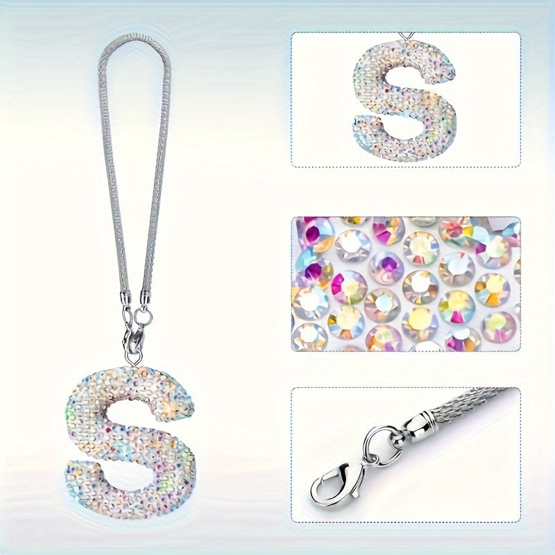 Crystal Bling Alphabet Letter Pendant for Vehicle Mirror with Rhinestones and Metal Material