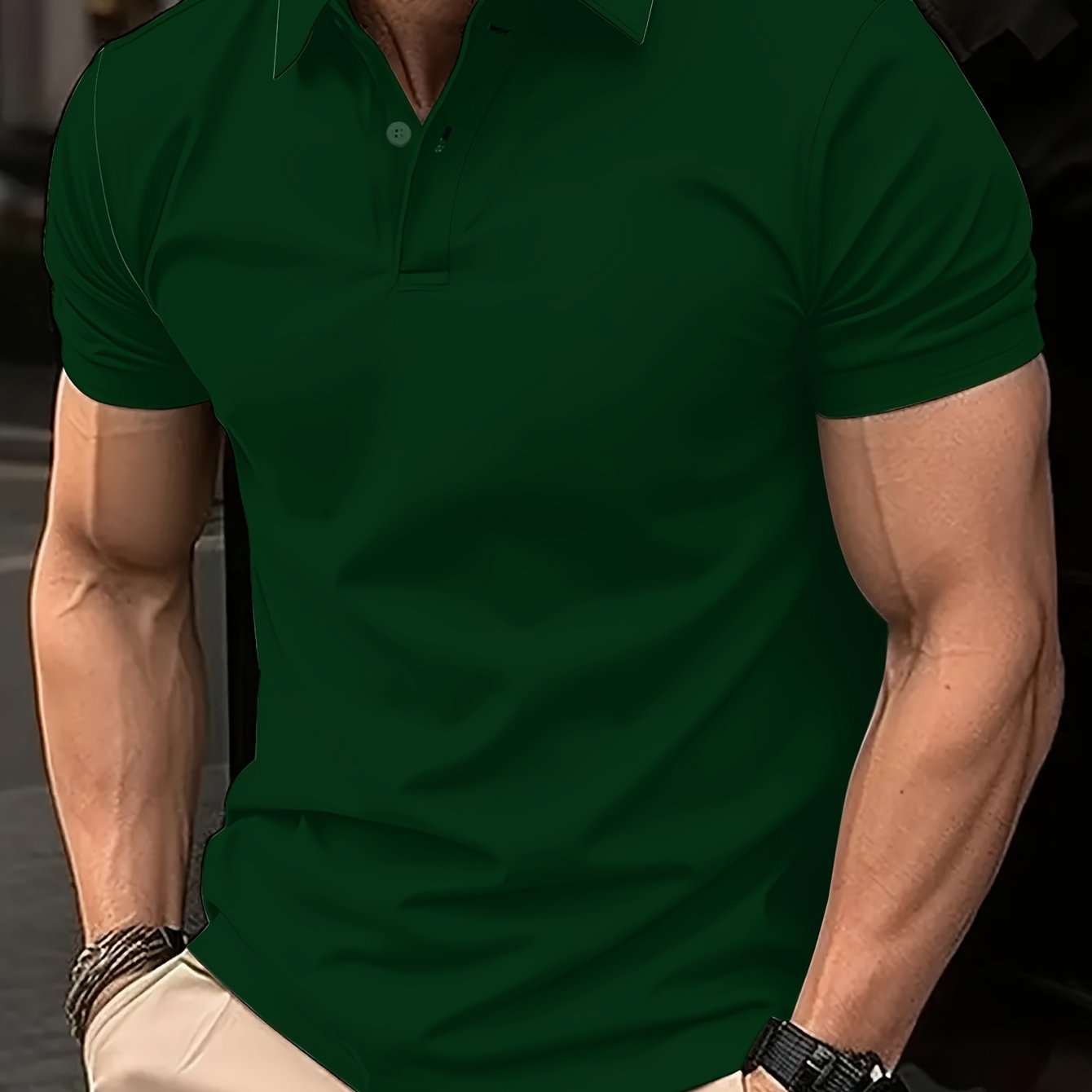 Camisa de manga corta para hombre en poliéster casual en negro, gris y blanco