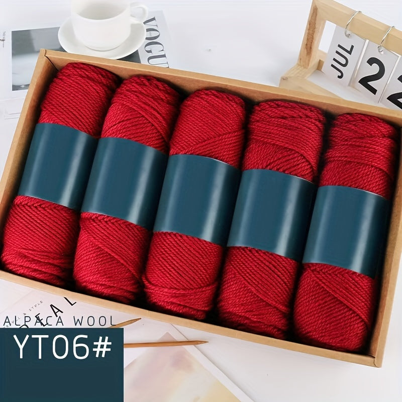 Camel Wool Yarn Pack of 5 Balls 500g Medium Thickness for Knitting Sweaters Scarves