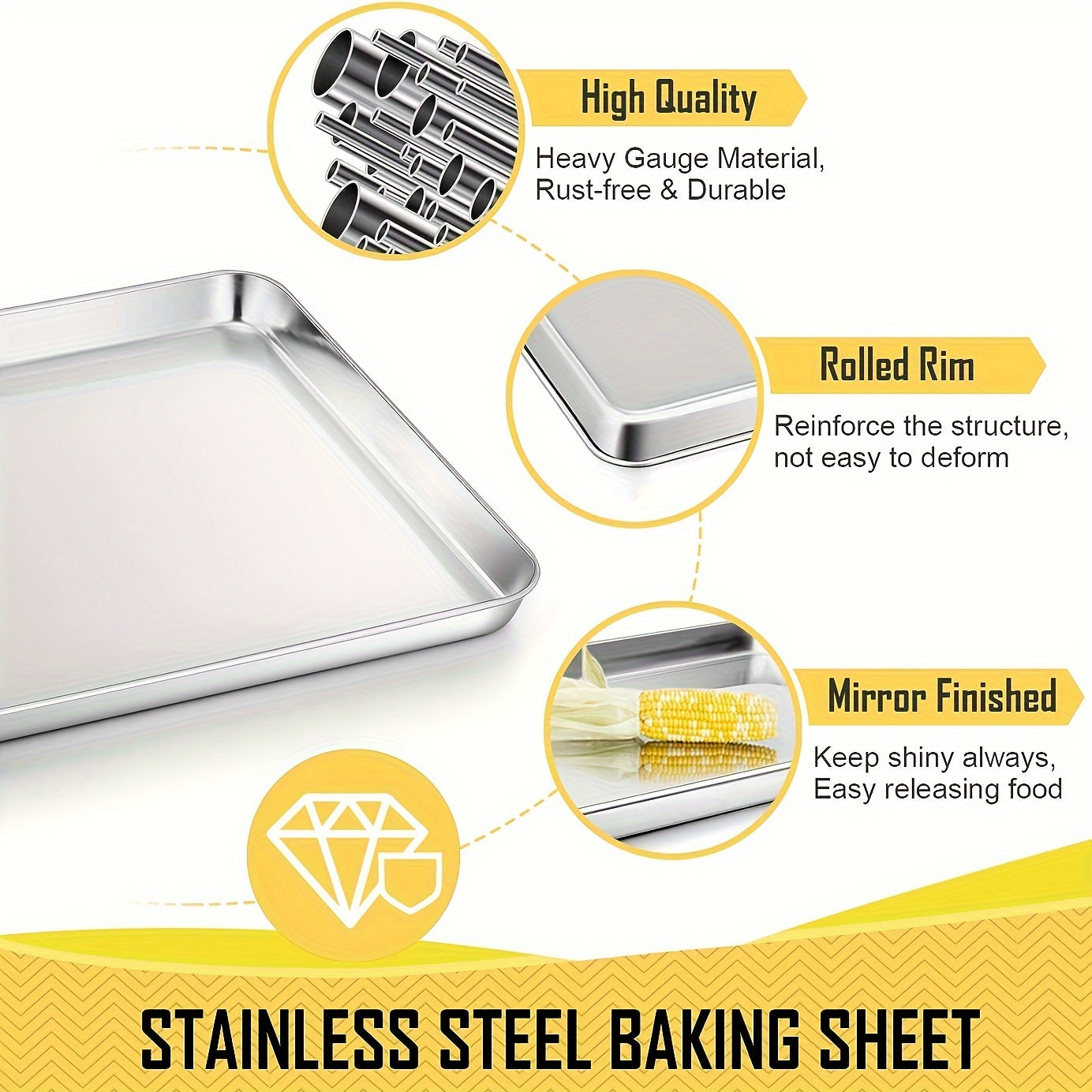 Stainless Steel Baking Sheet and Cooling Rack Set for Cookies and Vegetables