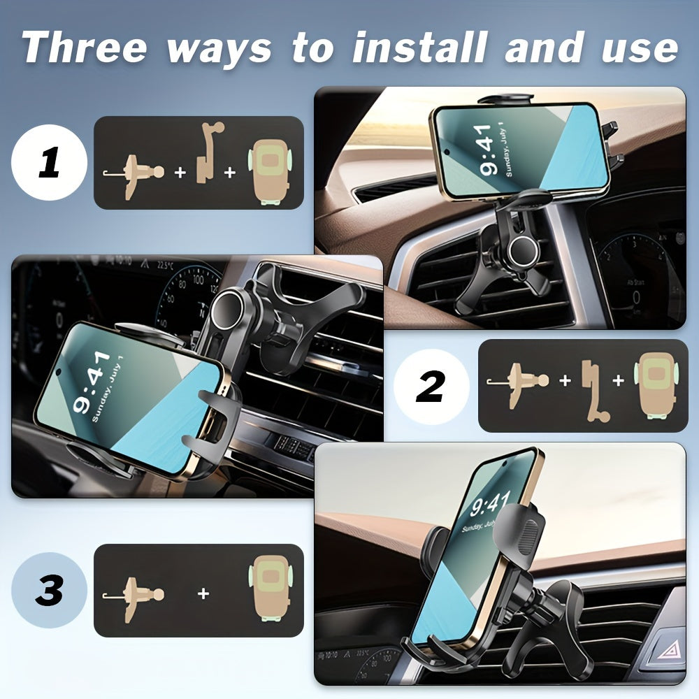 Car Vent Phone Holder with Extension Arm Durable ABS Non-Blocking Mount