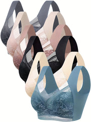 6-to'plam ayollar uchun tikanli kontrastli bralar, qulay va nafas oladigan ichki kiyimlar