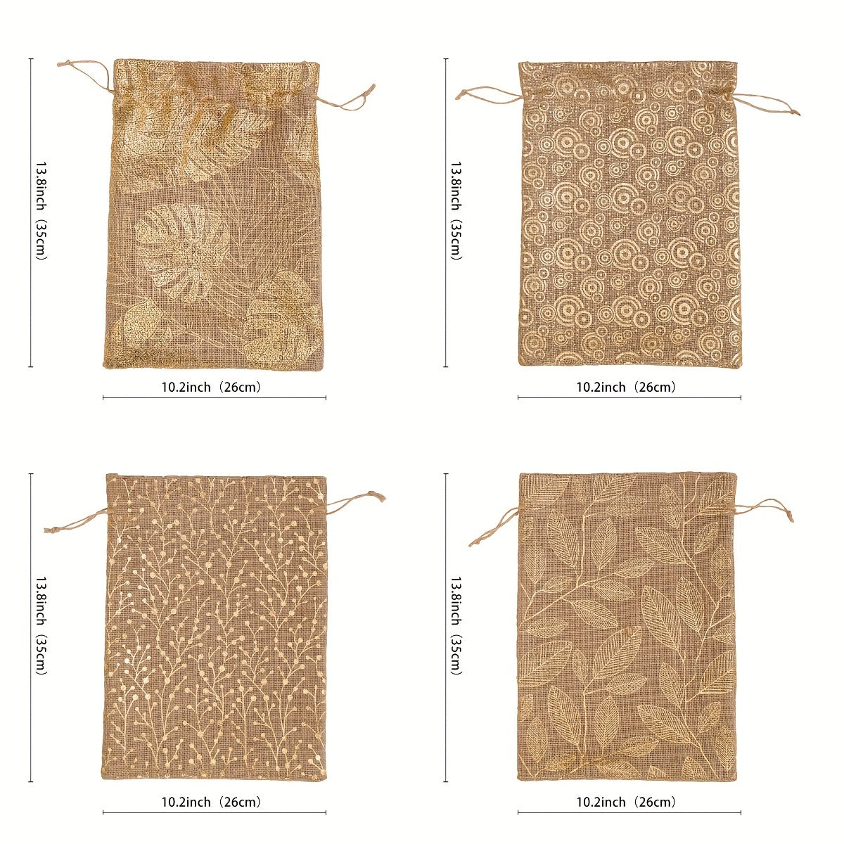 Juego de 2 bolsas de lino para granos de café, a prueba de humedad, con detalles en dorado